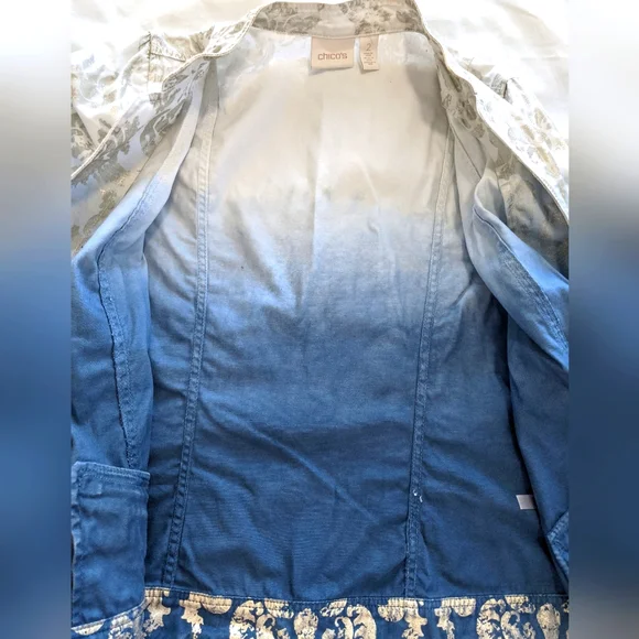 Chico's Silver Foil Ombre Women's Jean Jacket - Picture 9 of 9